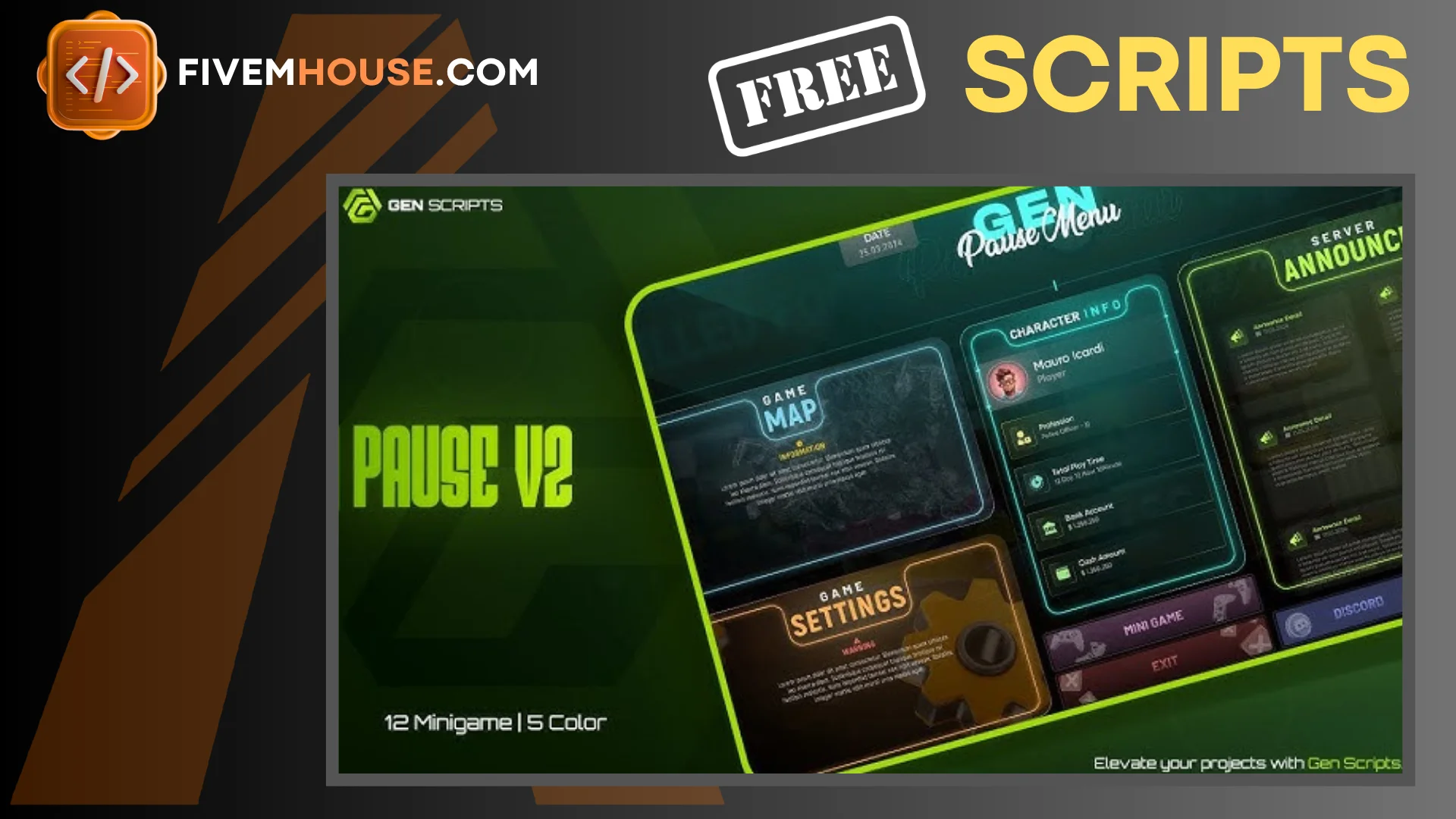 FiveM Gen Pause Menu V2 – Modern UI for QBCore & ESX