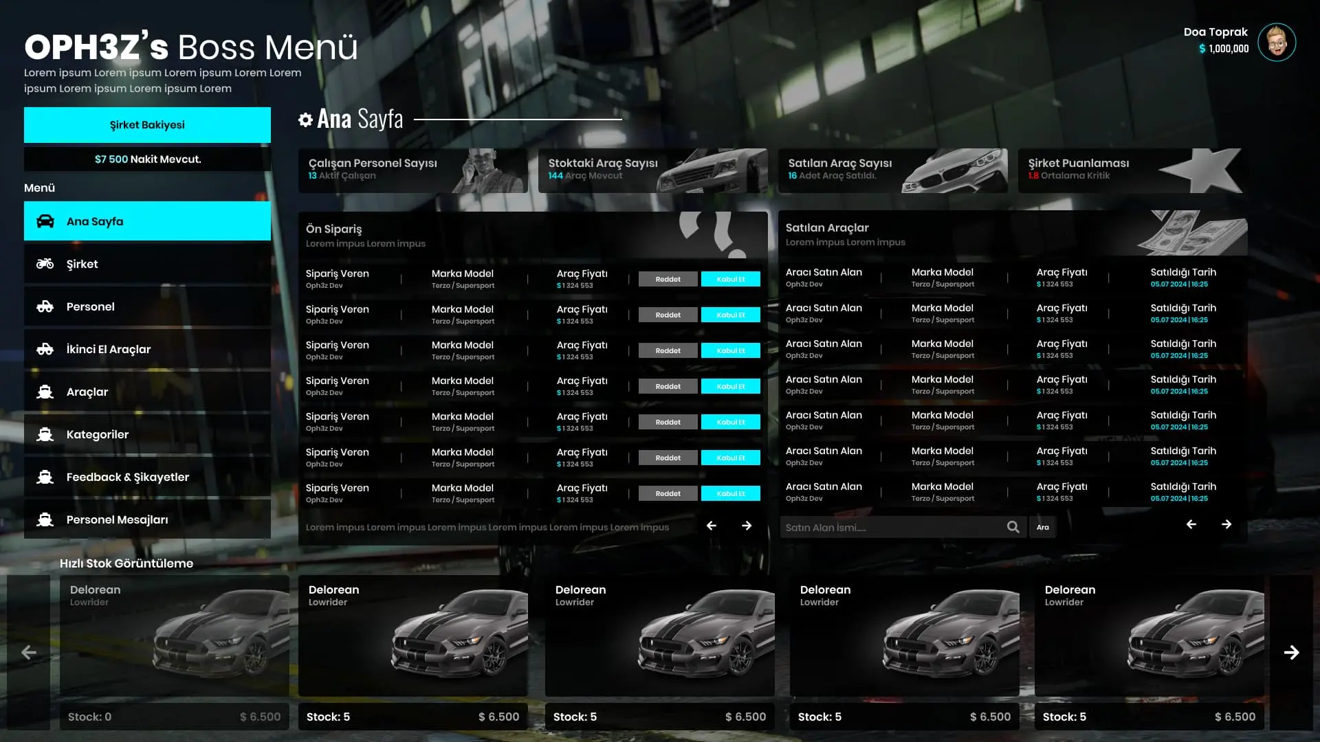 Free Advanced Vehicle Shop System for FiveM | QBCore & ESX | Oph3Z1